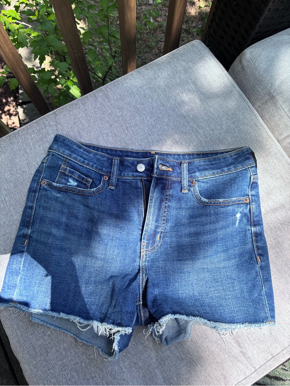Old Navy Blue Denim Frayed Hem Jean Shorts